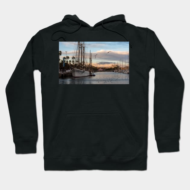 Port Vell Sunset in Barcelona Hoodie by SCUBAddict